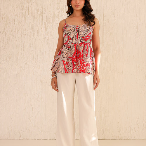 Alaya Printed Pure Cotton Peplum Top