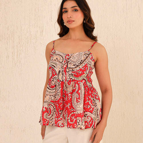 Alaya Printed Pure Cotton Peplum Top