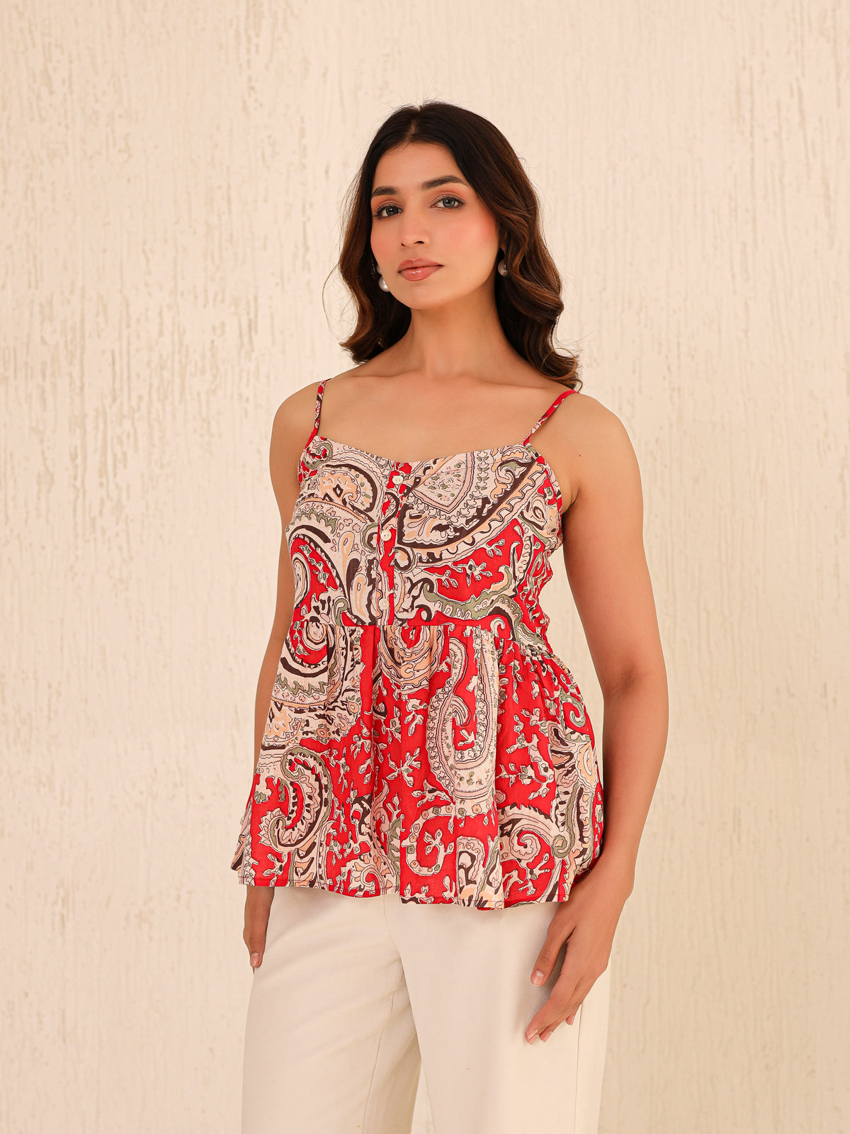 Alaya Printed Pure Cotton Peplum Top