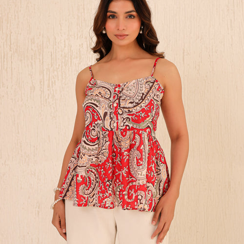 Alaya Printed Pure Cotton Peplum Top