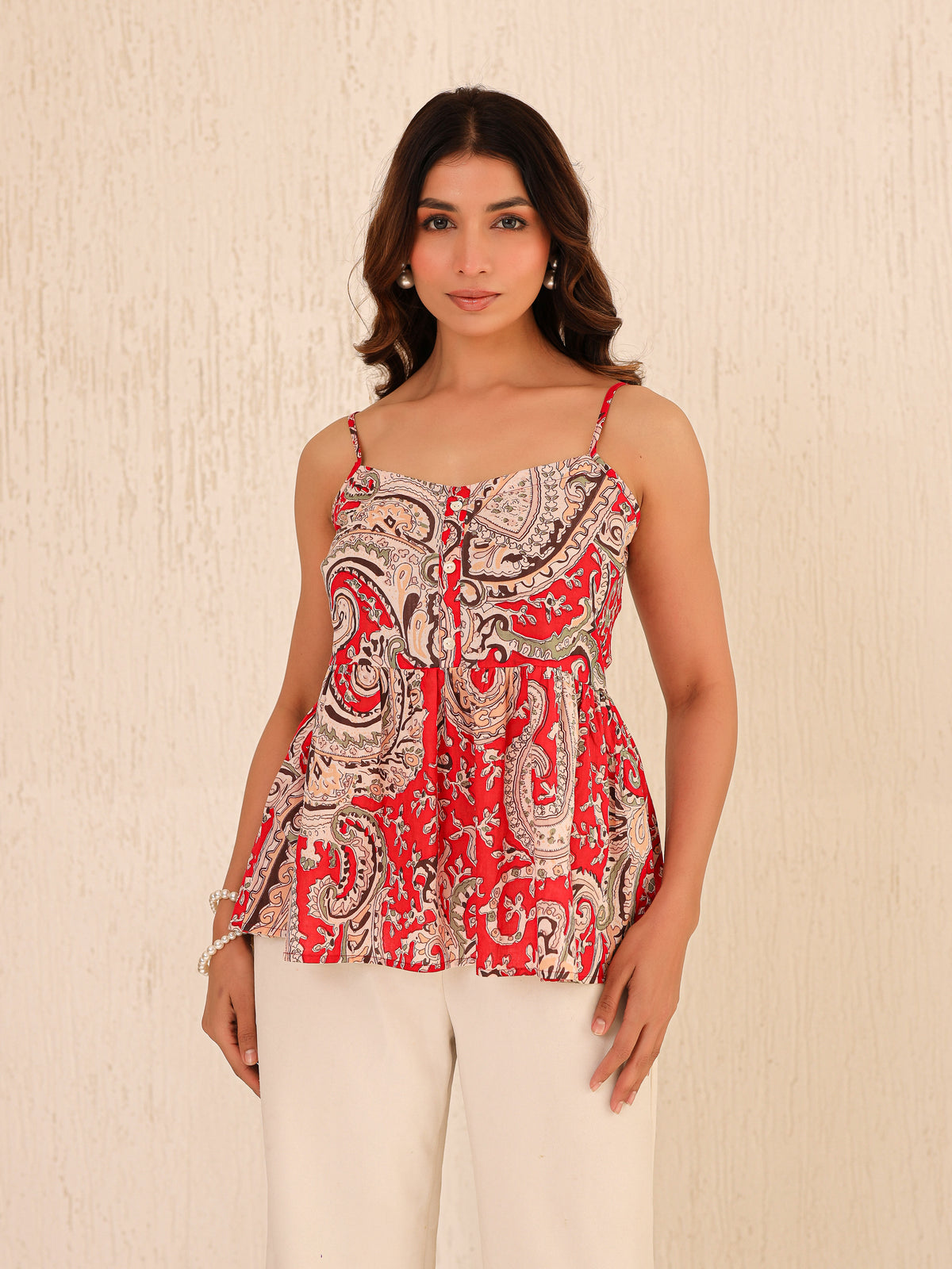 Alaya Printed Pure Cotton Peplum Top