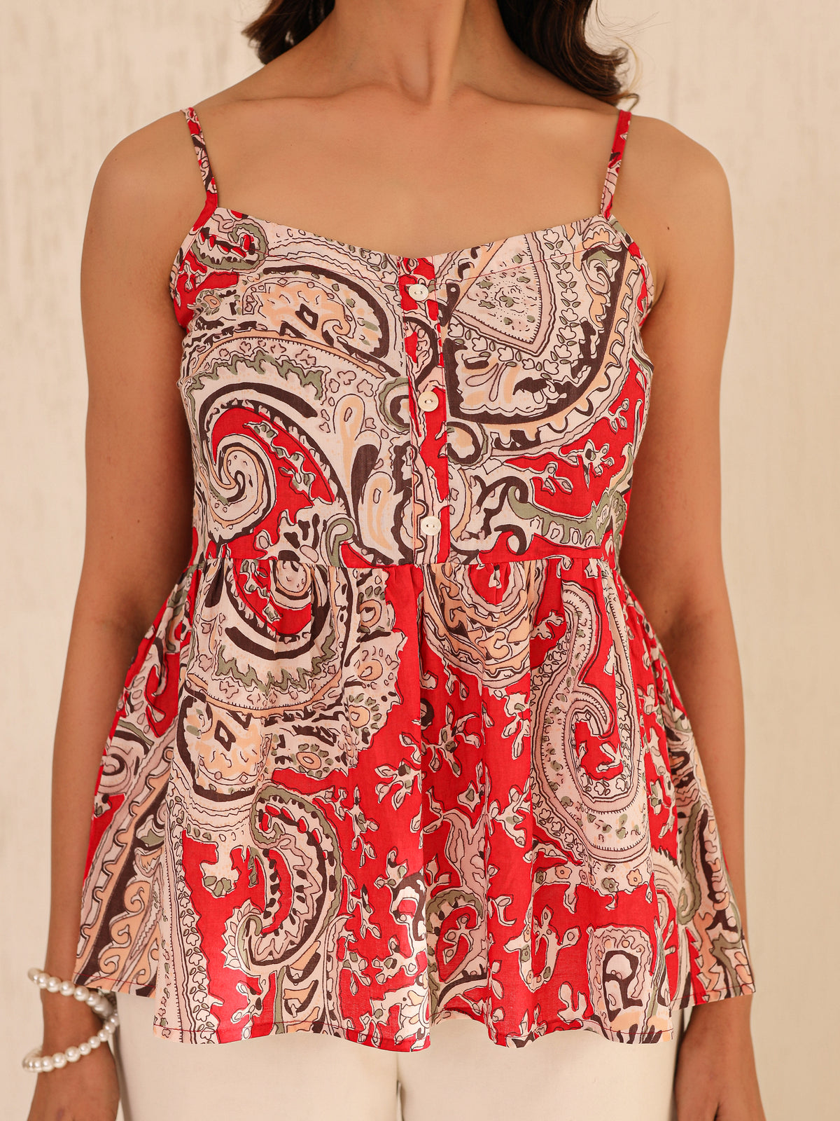 Alaya Printed Pure Cotton Peplum Top