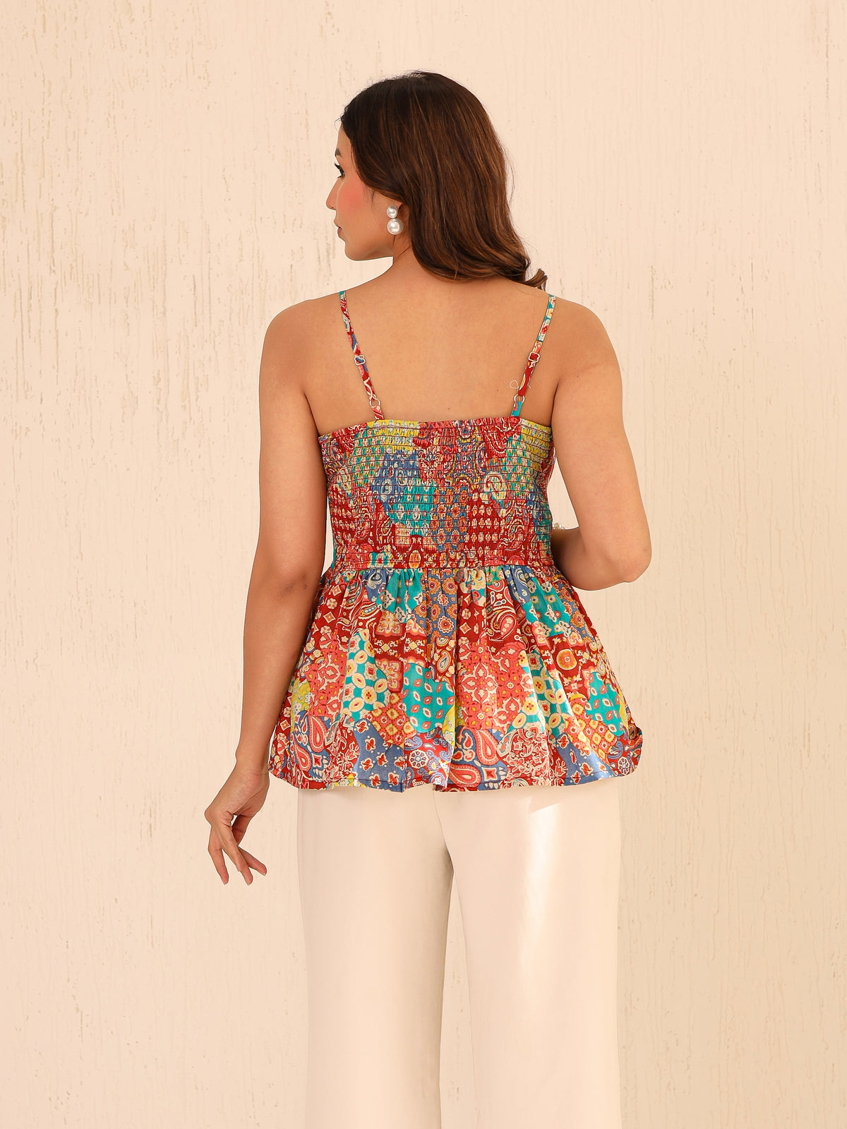 Alaya Printed Pure Cotton Peplum Top