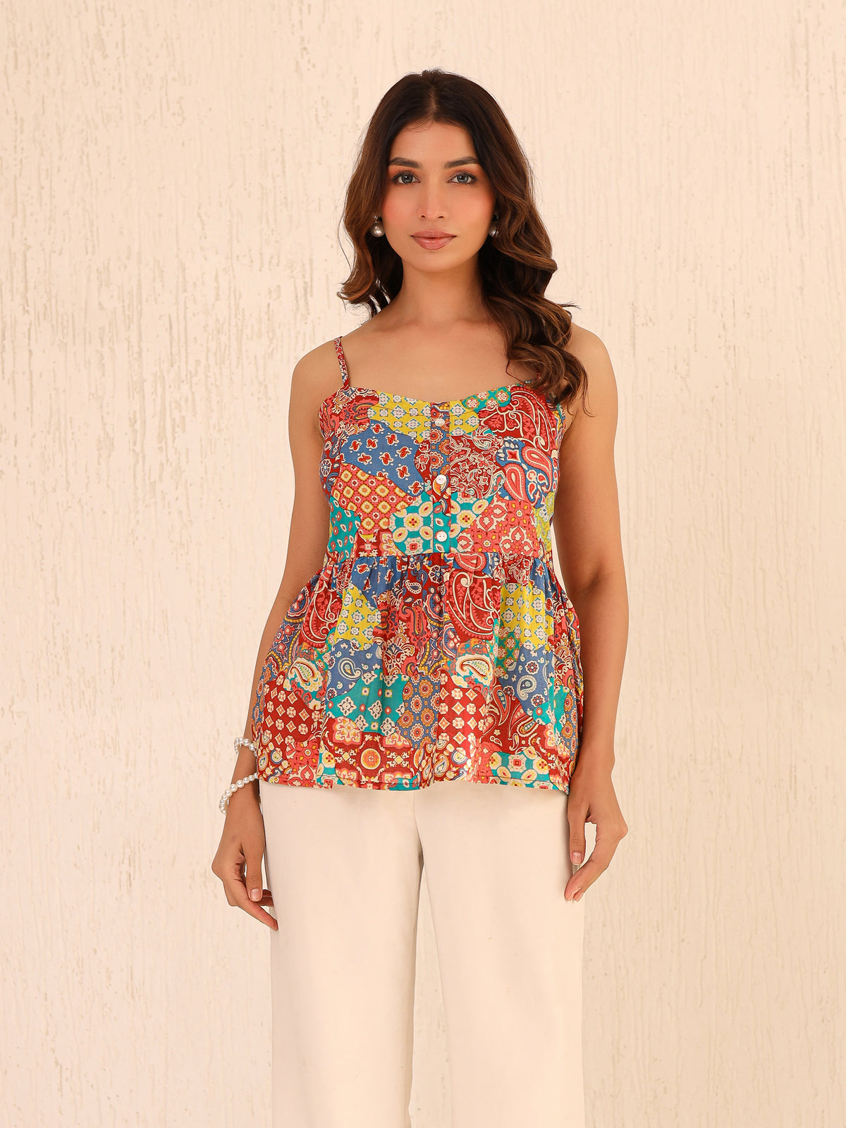 Alaya Printed Pure Cotton Peplum Top