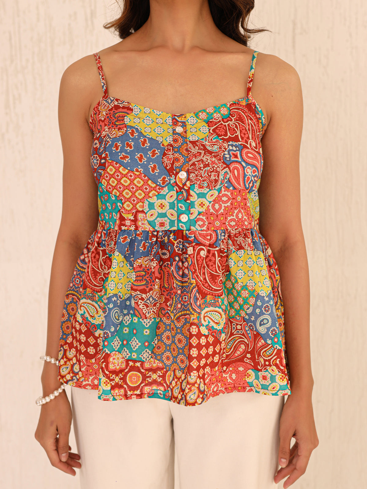 Alaya Printed Pure Cotton Peplum Top