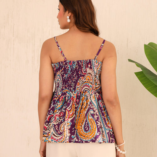 Alaya Printed Pure Cotton Peplum Top