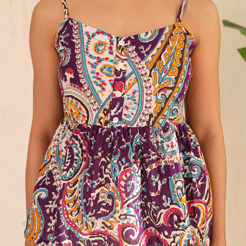 Alaya Printed Pure Cotton Peplum Top