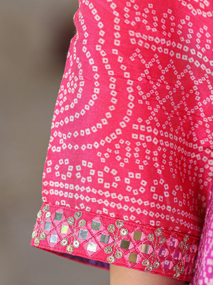 Purple Ombre Bandhni Suit Set