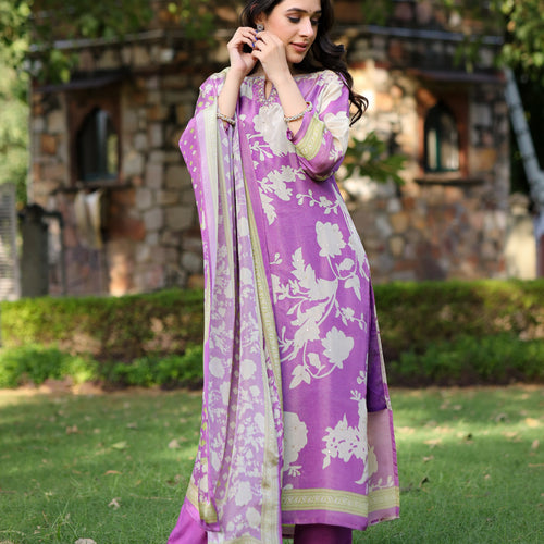 Lavendar Floral Shimmer Suit Set