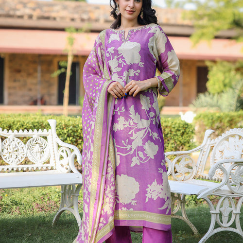 Lavendar Floral Shimmer Suit Set
