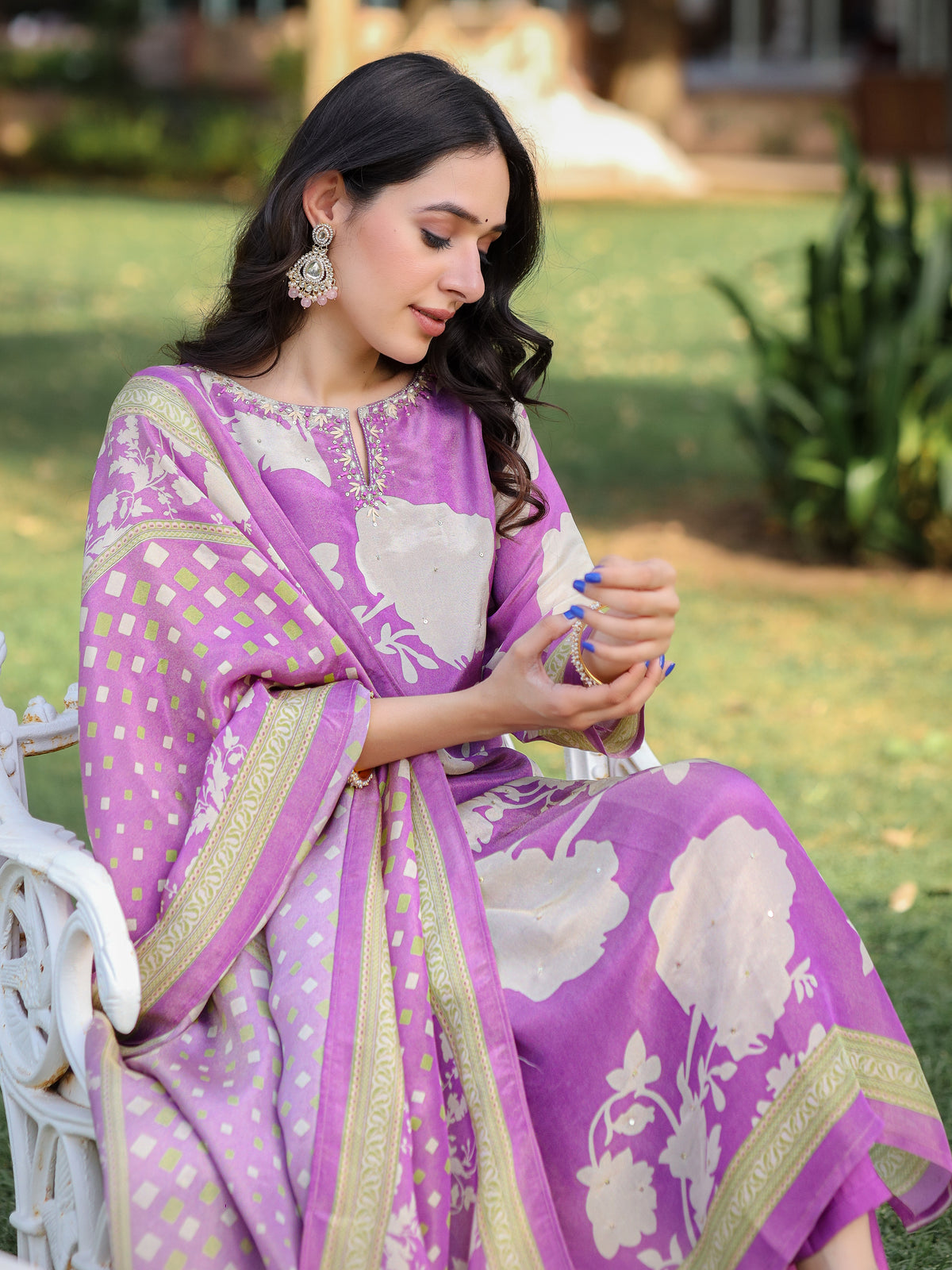 Lavendar Floral Shimmer Suit Set