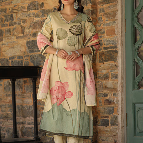 Pastel Yellow Lotus Suit Set