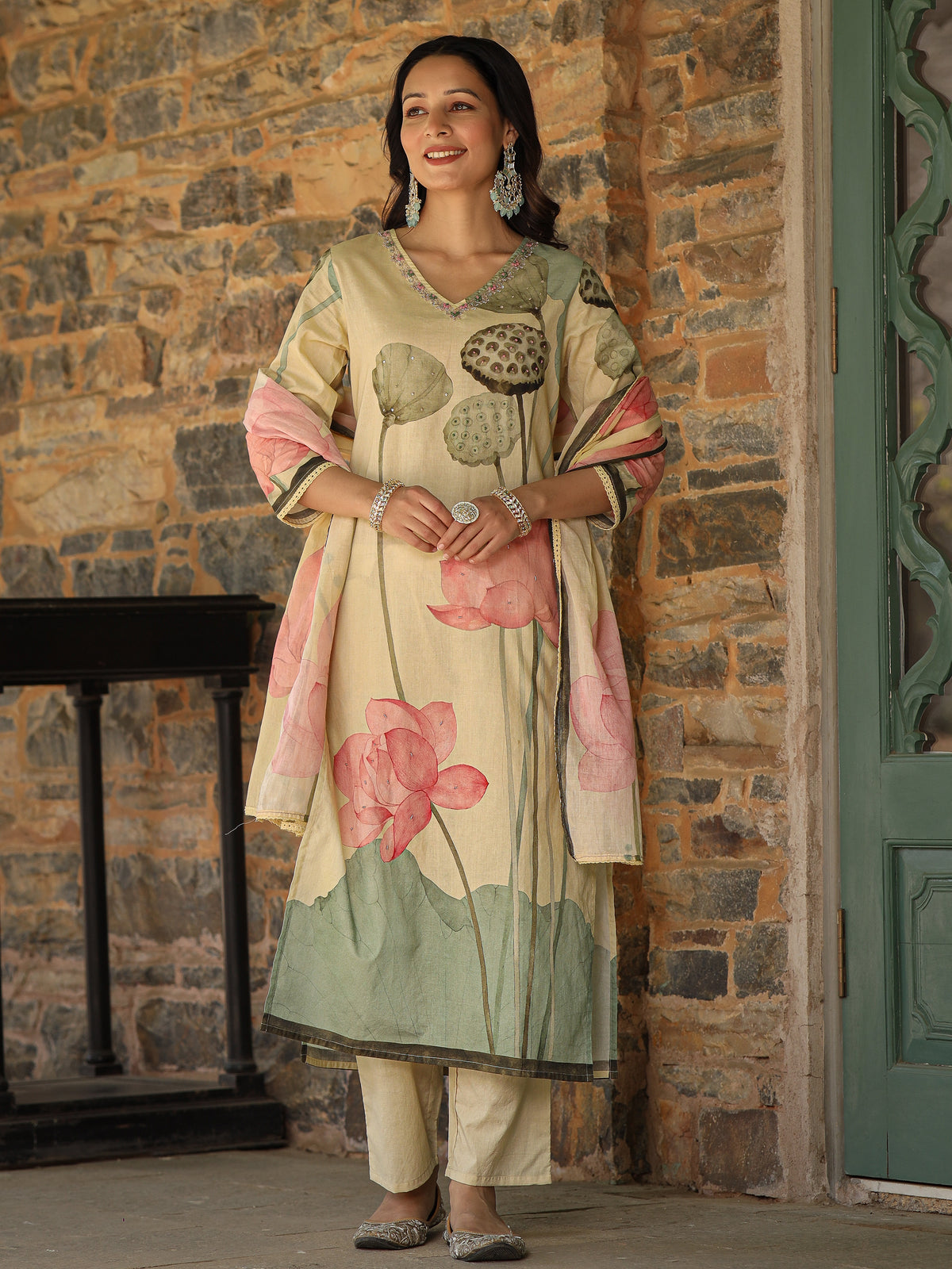 Pastel Yellow Lotus Suit Set