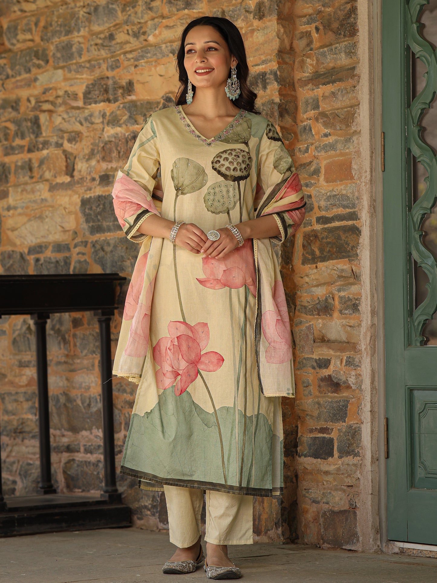 Pastel Yellow Lotus Suit Set