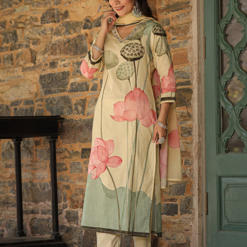 Pastel Yellow Lotus Suit Set