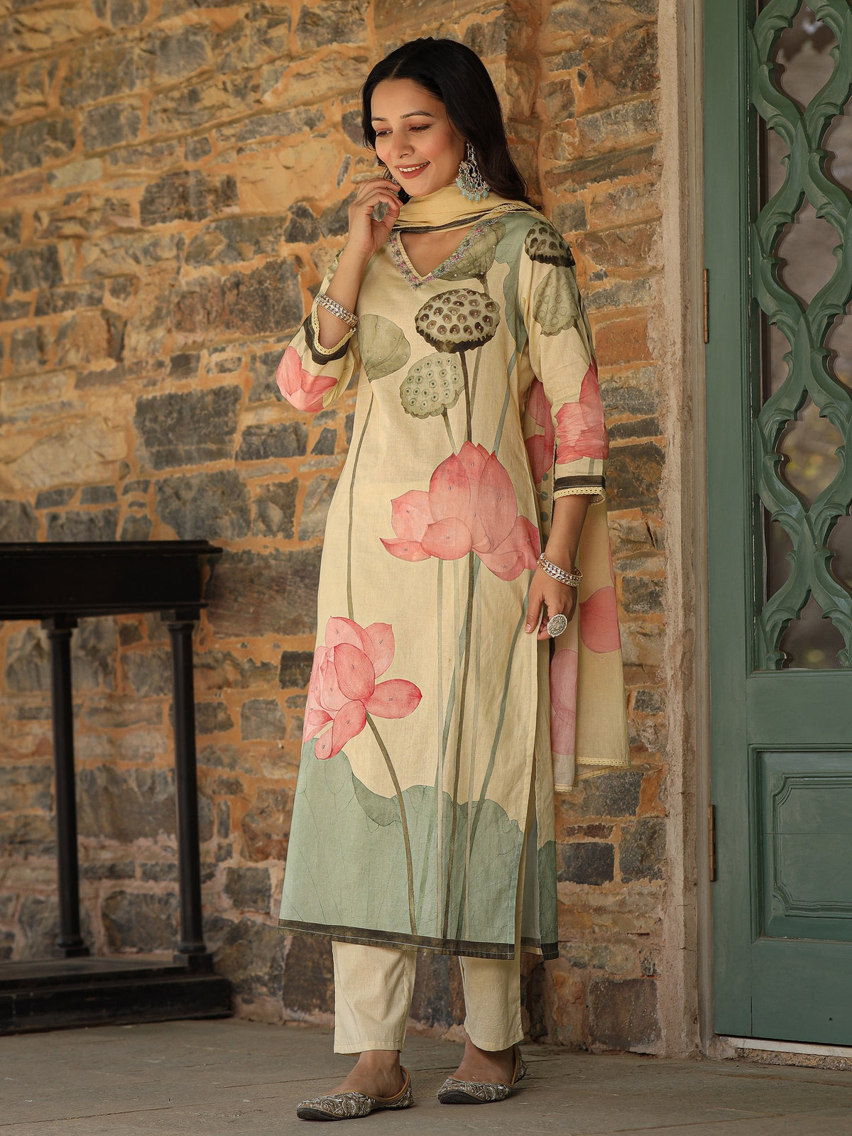 Pastel Yellow Lotus Suit Set