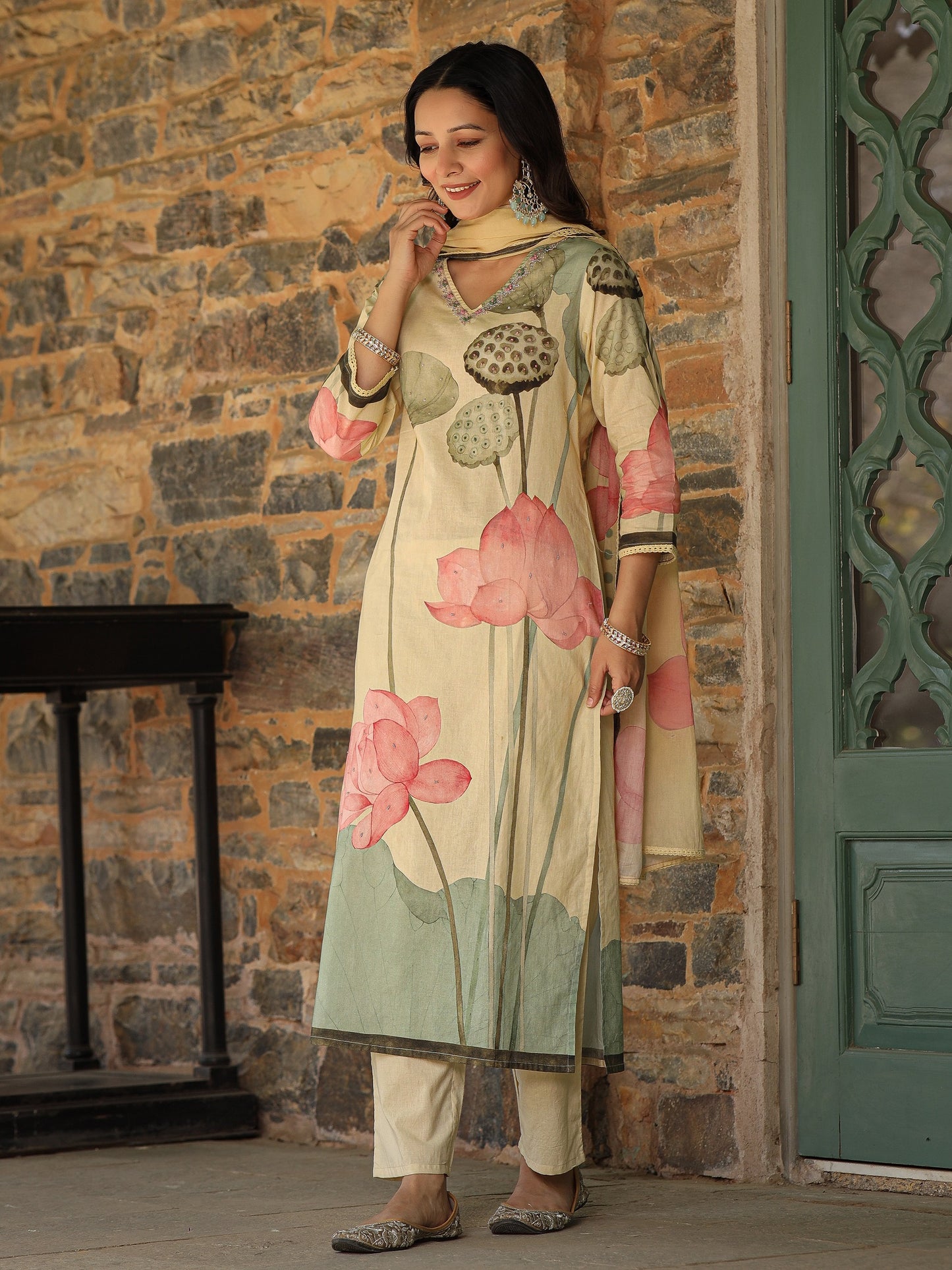 Pastel Yellow Lotus Suit Set