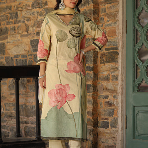 Pastel Yellow Lotus Suit Set