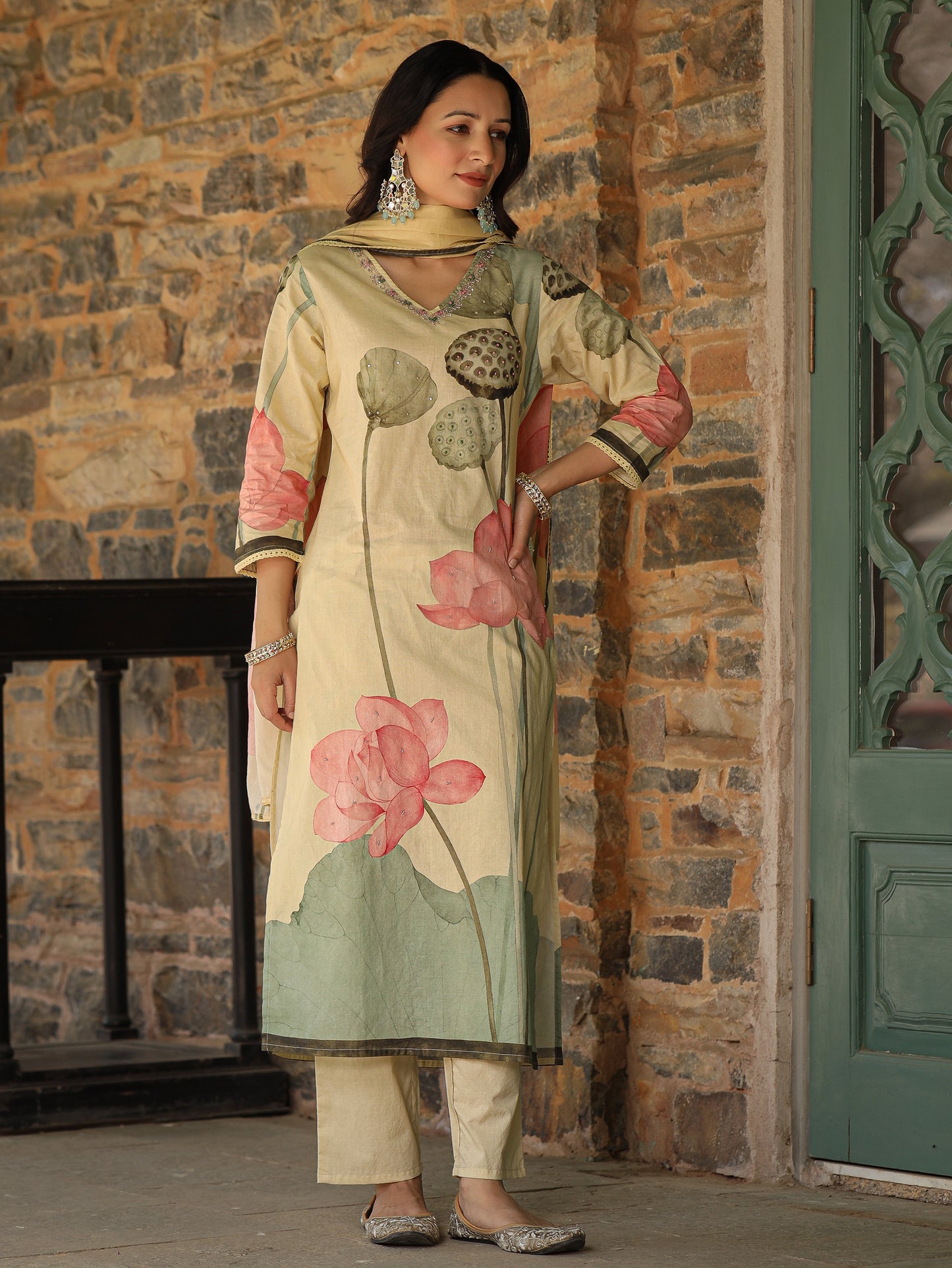 Pastel Yellow Lotus Suit Set