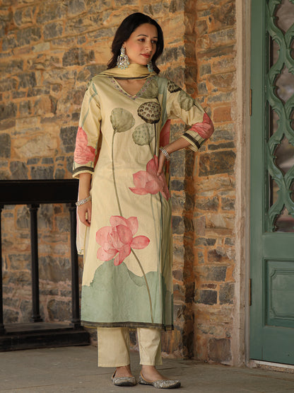 Pastel Yellow Lotus Suit Set