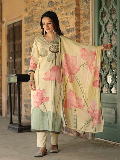 Pastel Yellow Lotus Suit Set