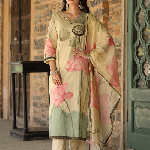 Pastel Yellow Lotus Suit Set
