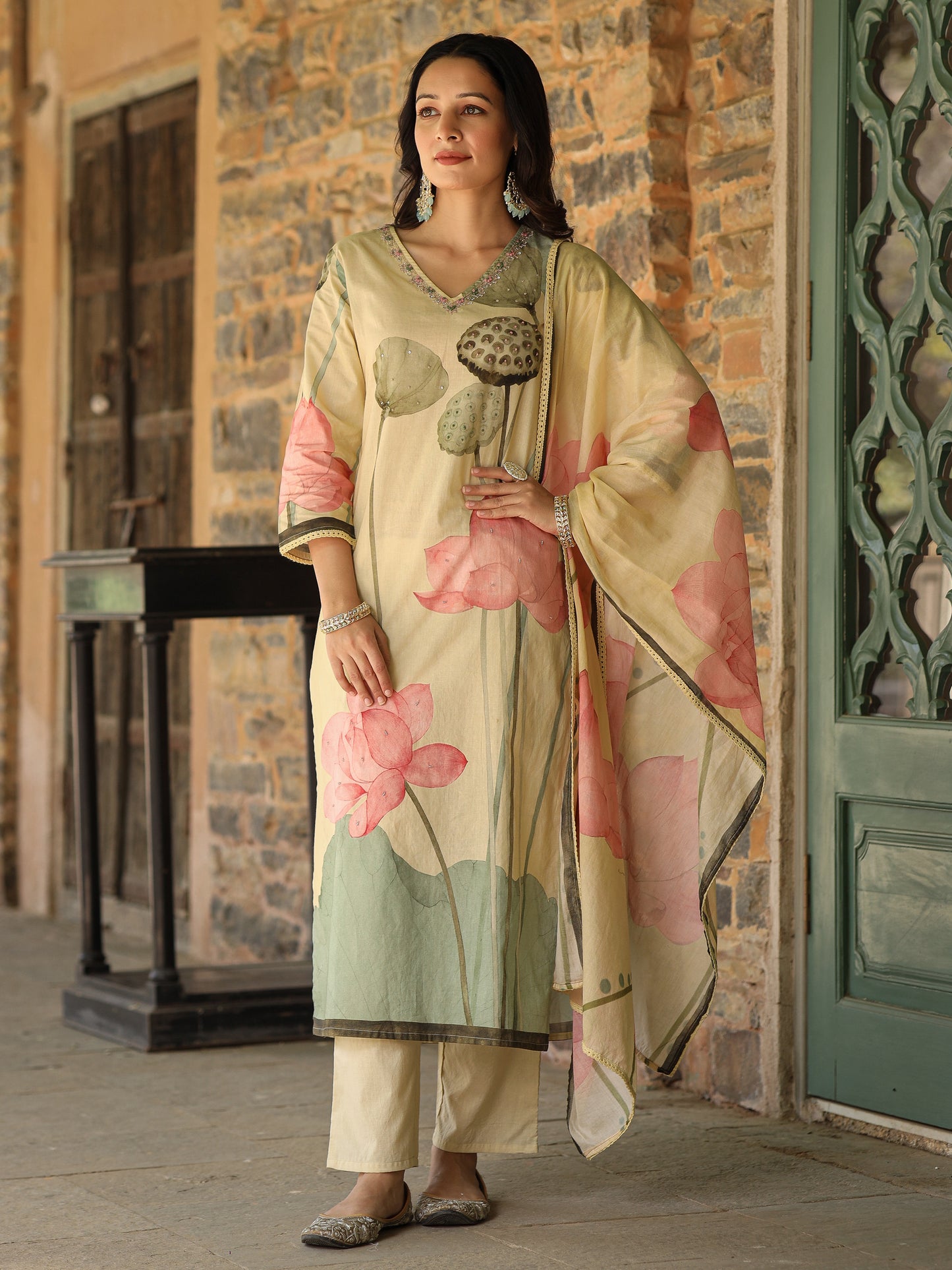 Pastel Yellow Lotus Suit Set