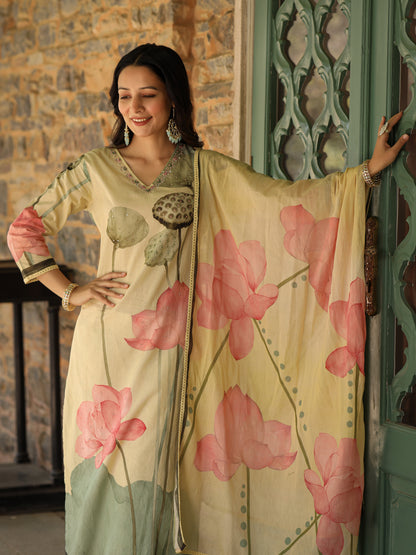 Pastel Yellow Lotus Suit Set