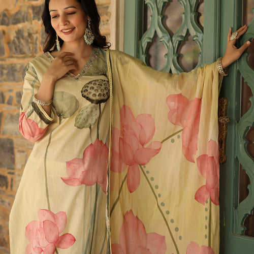 Pastel Yellow Lotus Suit Set