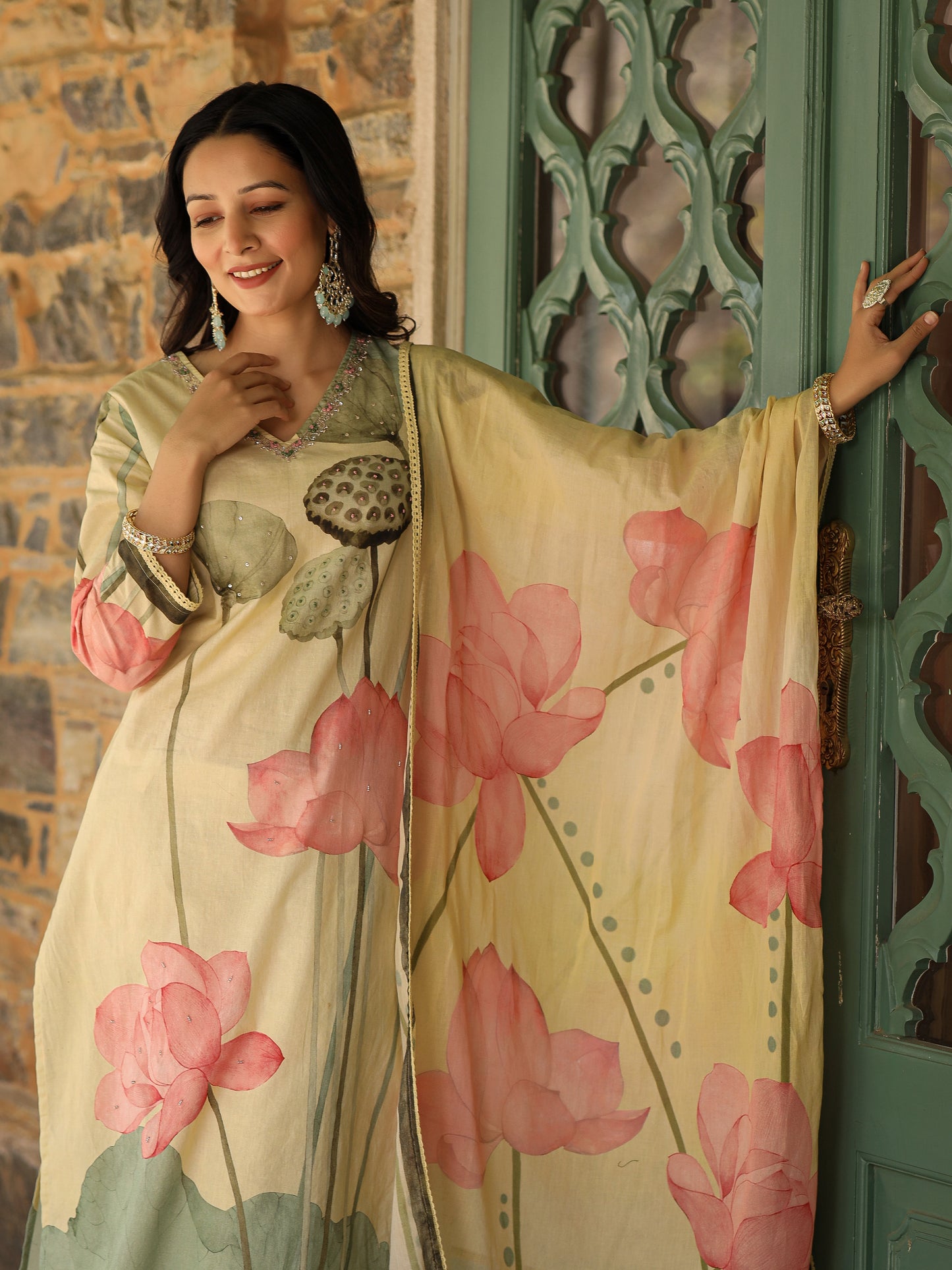Pastel Yellow Lotus Suit Set