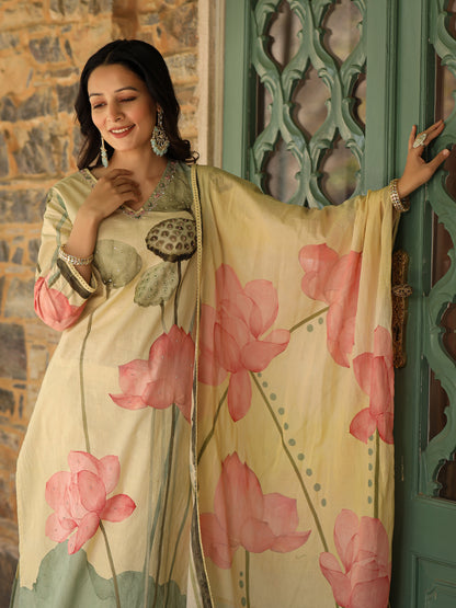 Pastel Yellow Lotus Suit Set