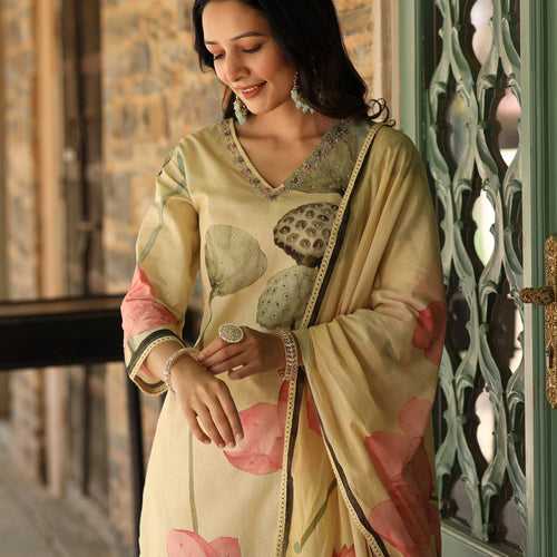 Pastel Yellow Lotus Suit Set