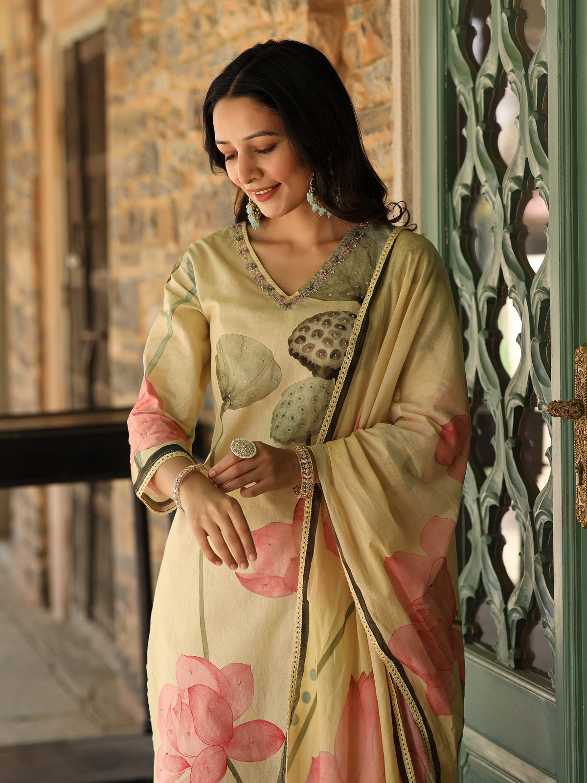 Pastel Yellow Lotus Suit Set