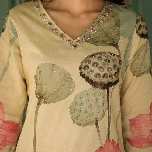 Pastel Yellow Lotus Suit Set