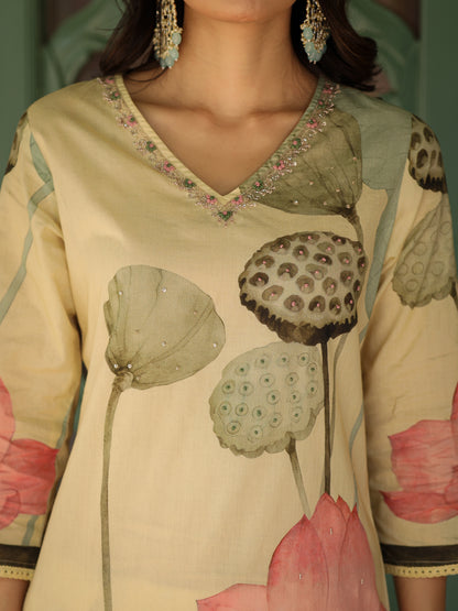 Pastel Yellow Lotus Suit Set