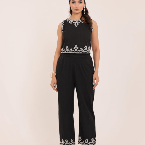 Zola Embroidered Crop Co-ord Set