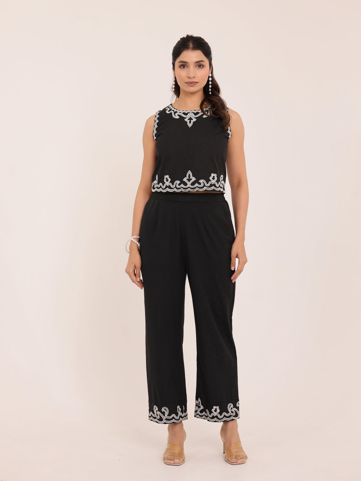 Zola Embroidered Crop Co-ord Set