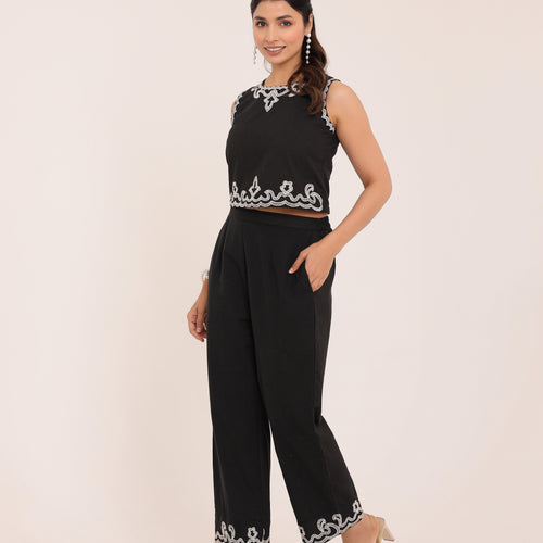 Zola Embroidered Crop Co-ord Set