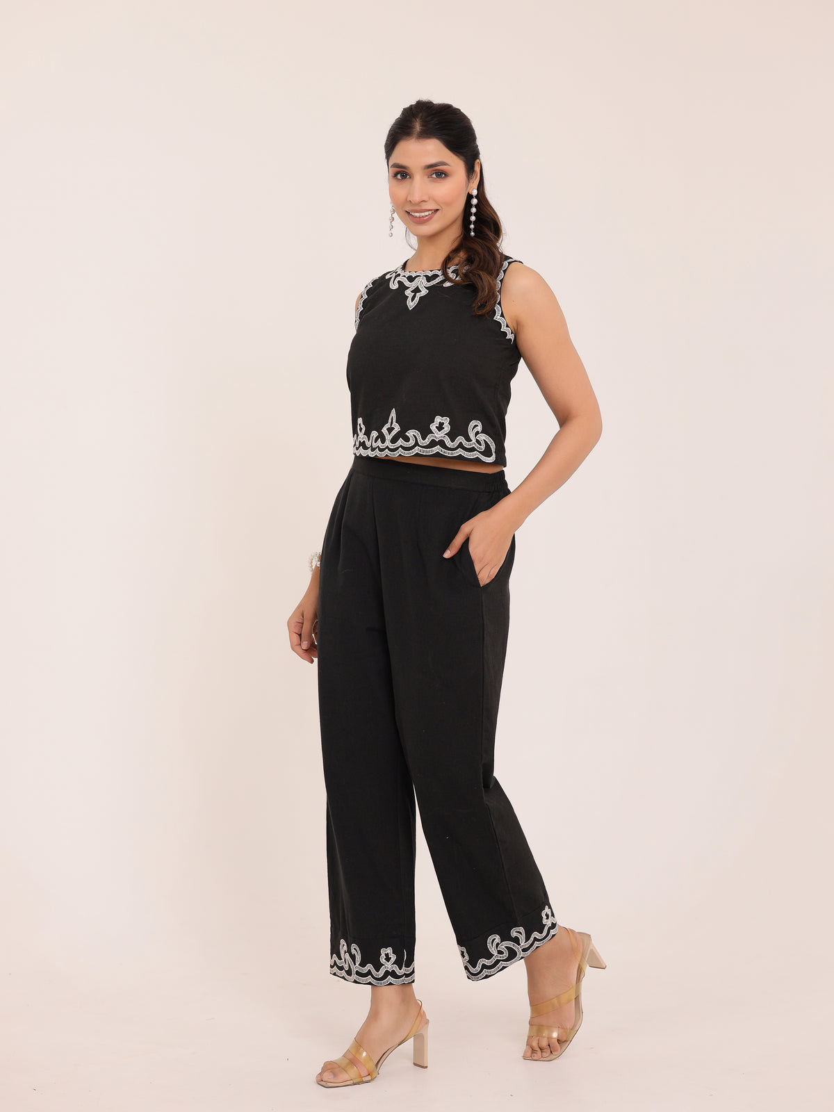 Zola Embroidered Crop Co-ord Set
