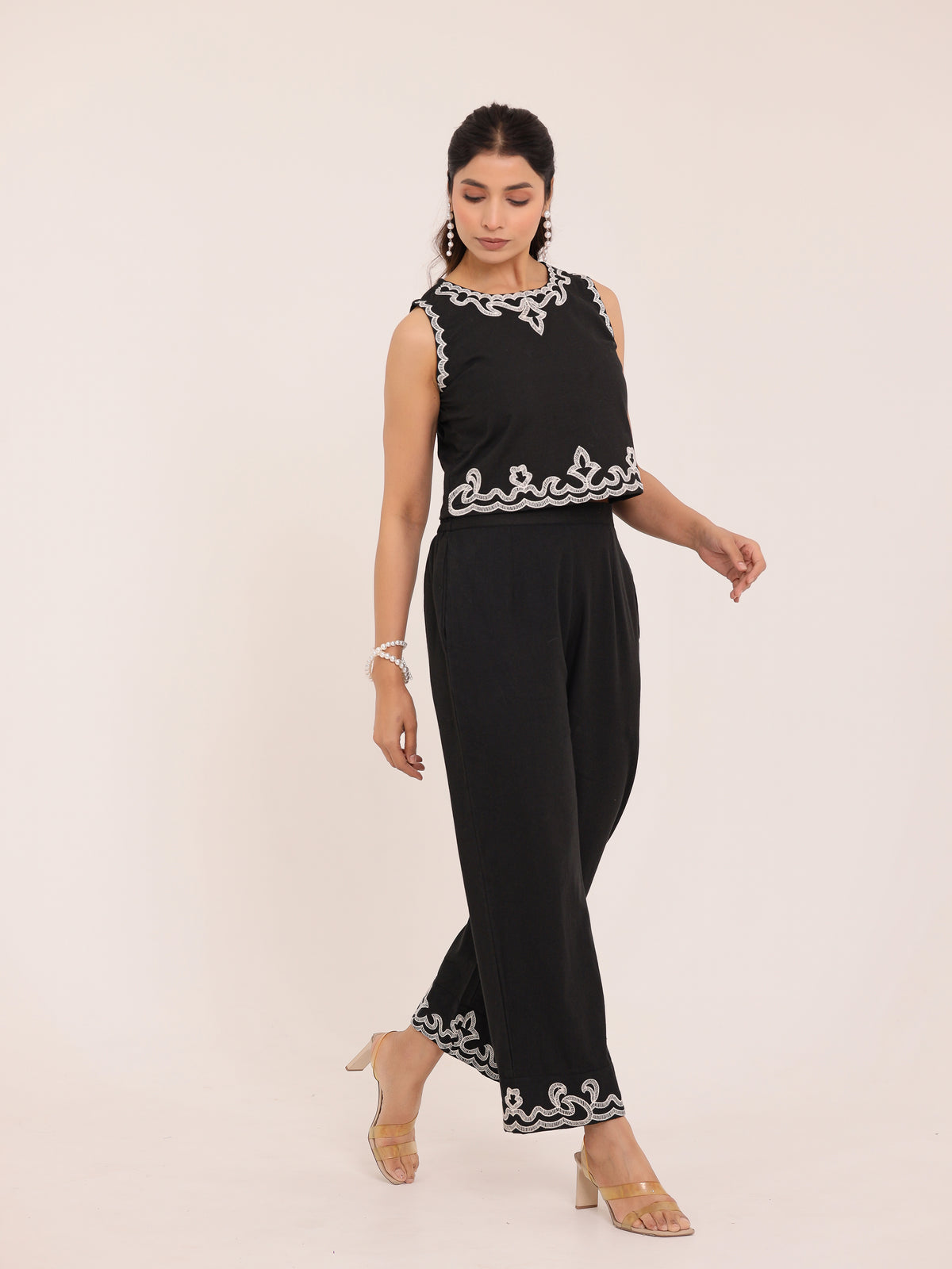 Zola Embroidered Crop Co-ord Set