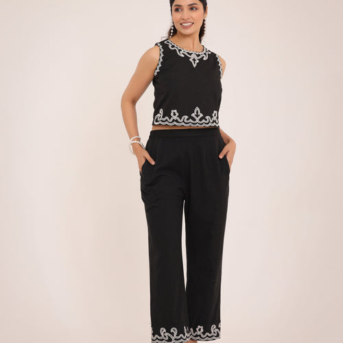 Zola Embroidered Crop Co-ord Set