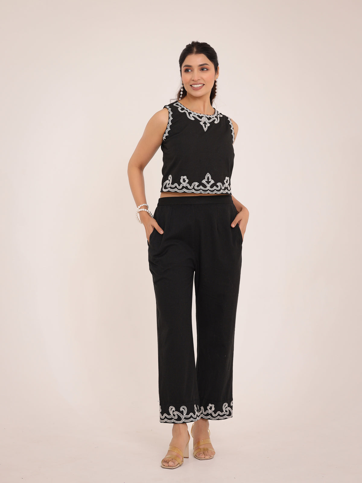 Zola Embroidered Crop Co-ord Set