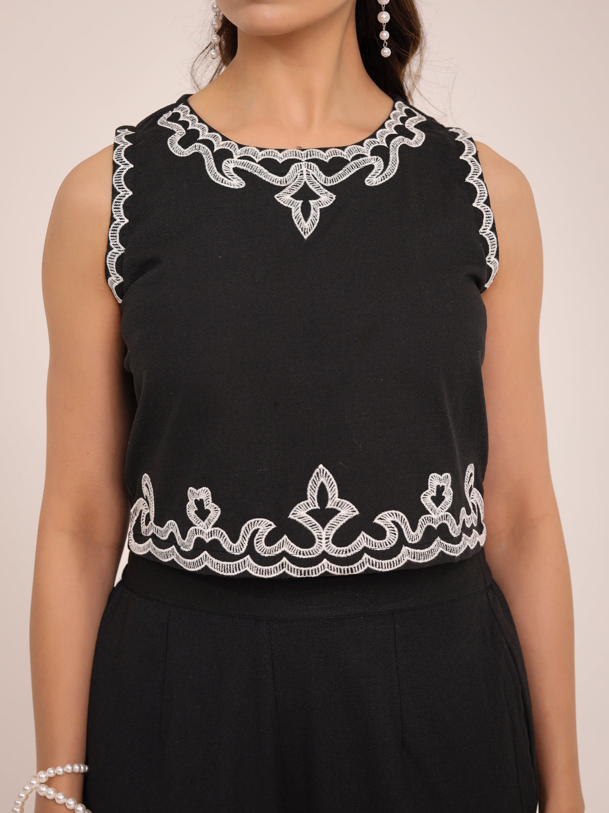 Zola Embroidered Crop Co-ord Set