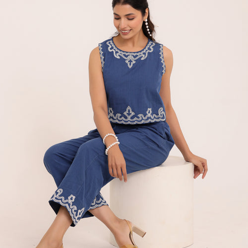 Zola Embroidered Crop Co-ord Set