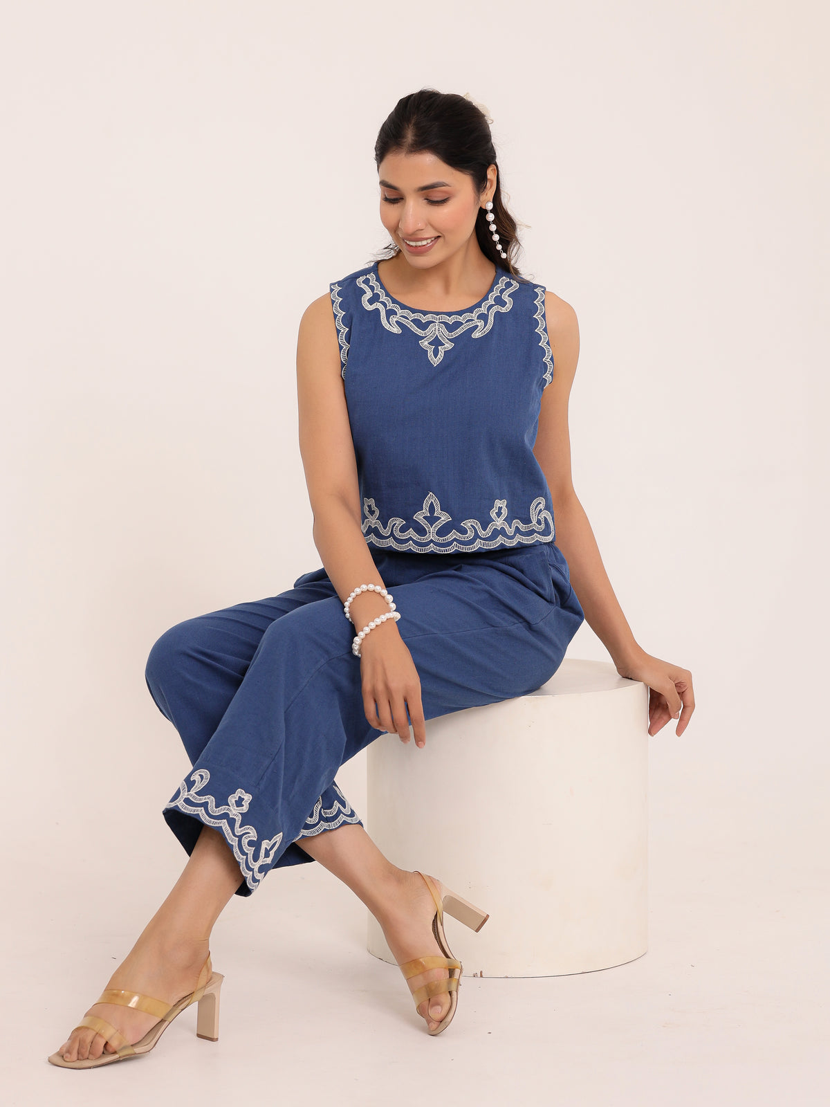Zola Embroidered Crop Co-ord Set