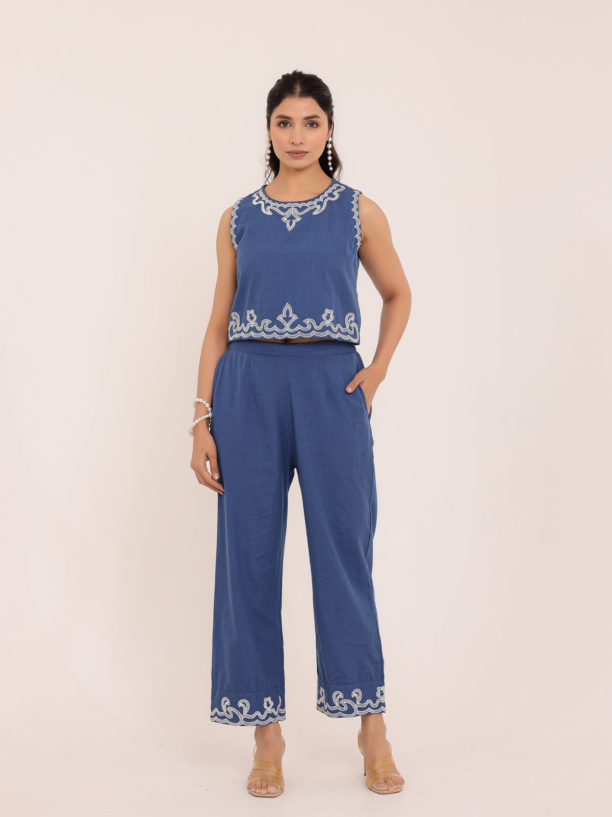 Zola Embroidered Crop Co-ord Set