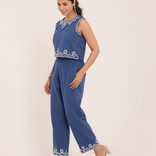 Zola Embroidered Crop Co-ord Set