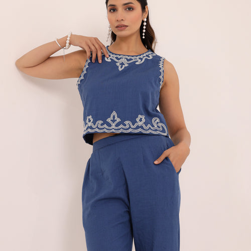 Zola Embroidered Crop Co-ord Set