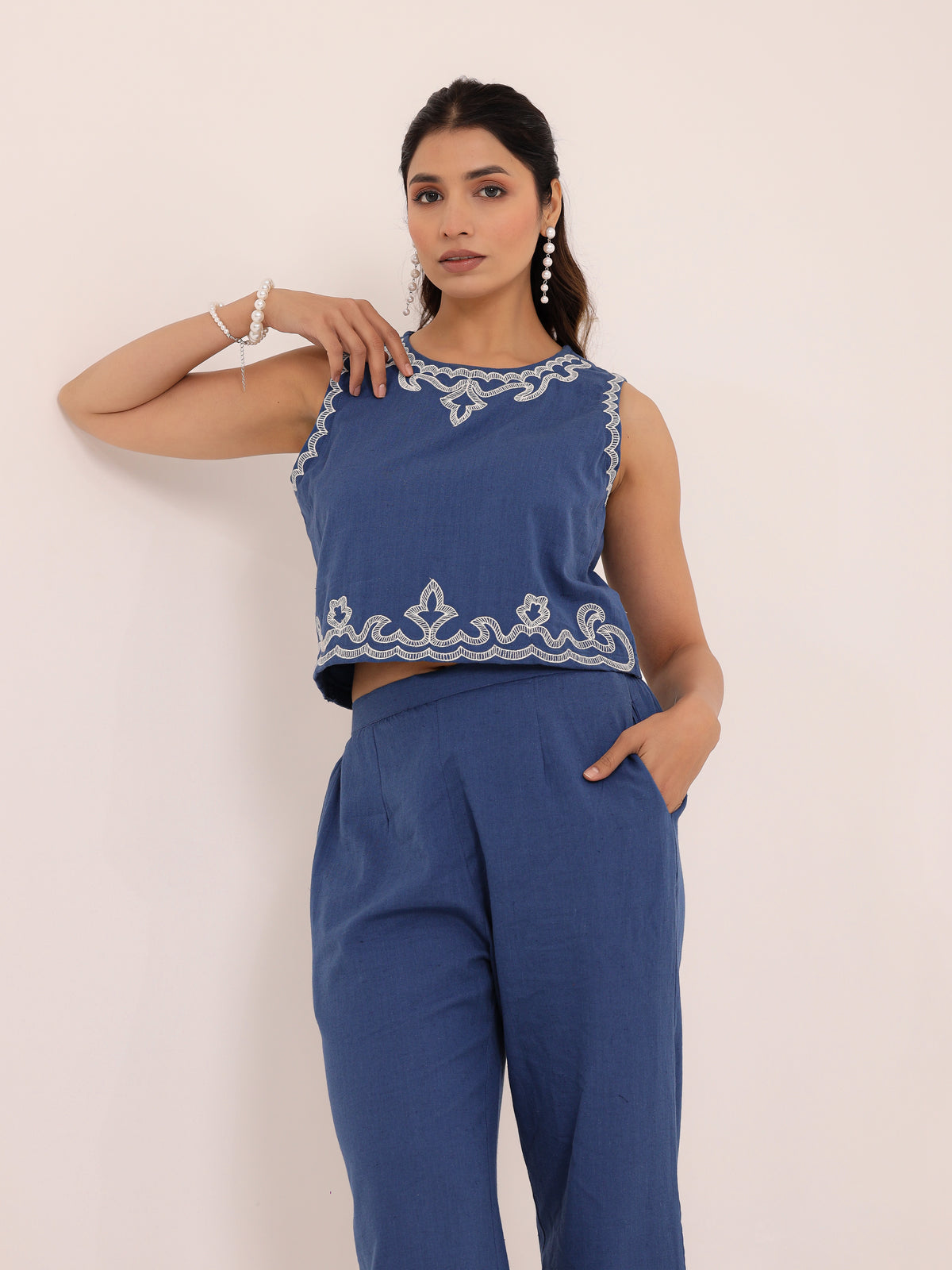 Zola Embroidered Crop Co-ord Set
