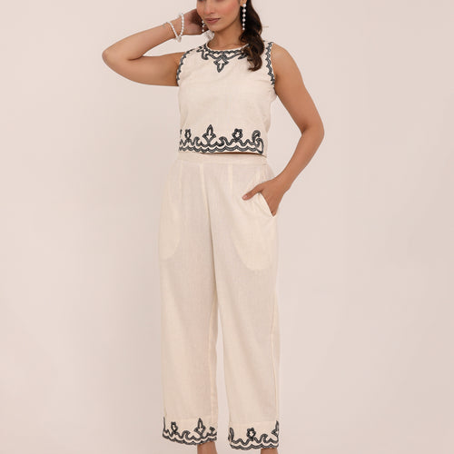Zola Embroidered Crop Co-ord Set